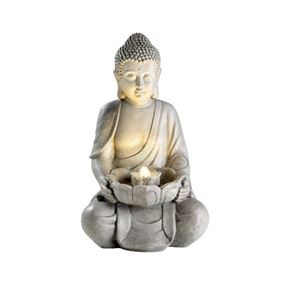 Grey Sitting Buddha Water Feature with LED Light