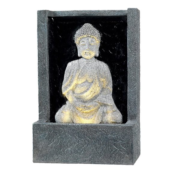 Sitting Buddha LED Lit Oriental Wall Water Feature