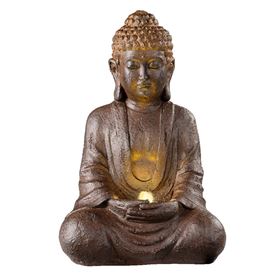 Bronze Sitting Buddha Water Feature with LED Light