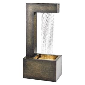 Geometric L Shaped Modern Outdoor Water Feature with Lights