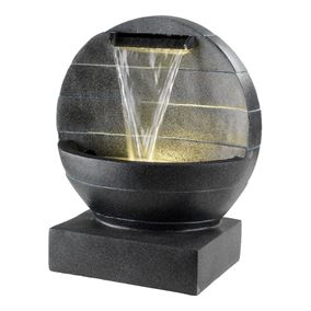 Geometric Circle Bowl Polyresin Water Feature with LEDs for Garden or Patio