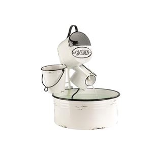 Kaemingk Cream Watering Can Water Feature With Planter