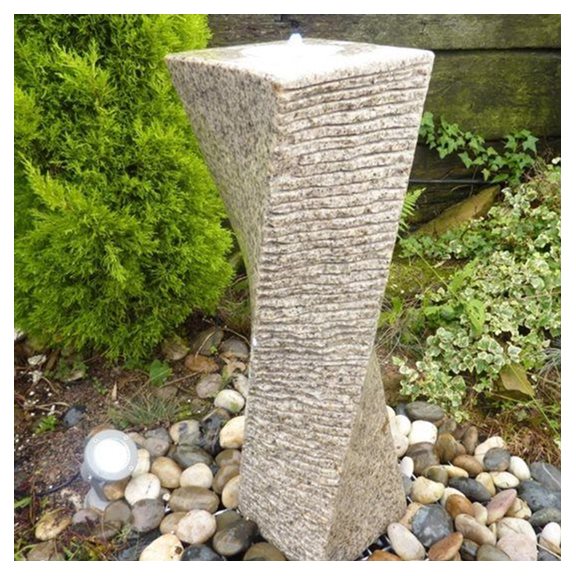 75cm Twisted Beige Granite Column Water Feature Kit