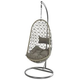 Luxury Grey Wicker Hanging Egg Chair Luxury Garden Furniture with Cushions
