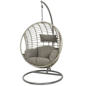 Wicker Grey Hanging Egg Chair Luxury Garden Furniture with Cushions