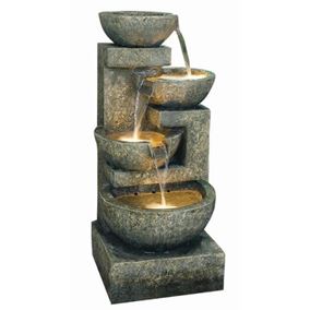 Large Granite Four Bowl Water Feature with Lights
