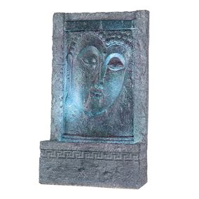 Buddha Face Dark Grey Stone Water Feature with LED Lights