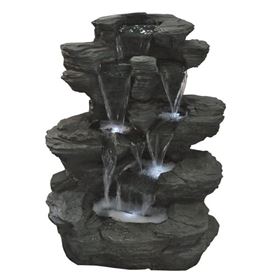 4 Bowl Textured Granite Water Feature with LED Lights