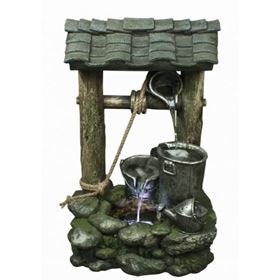 3 Bucket Wishing Well Water Feature with LED Lights