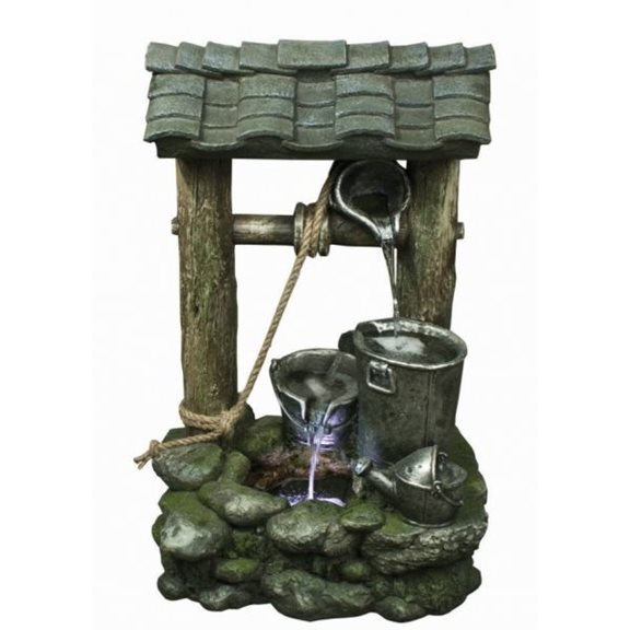 additional image for 3 Bucket Wishing Well Water Feature with LED Lights