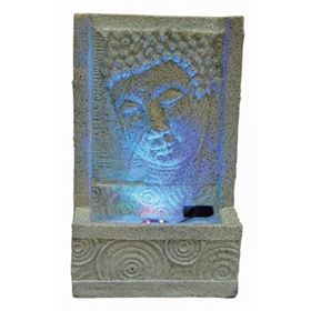 Sandstone Buddha Face with Swirl Indoor Water Feature with LED Lights