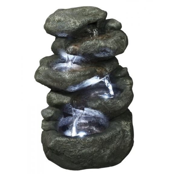 4 Fall Rock LED Lit Indoor Water Feature