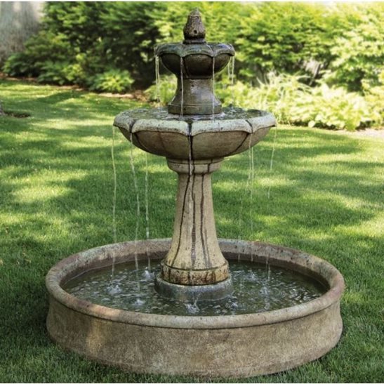 Medium Two Tier Charlotte Fountain on Pool Cast Stone Water Feature