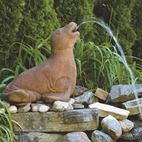 Resting Seal Cast Stone Garden Pond Spitter