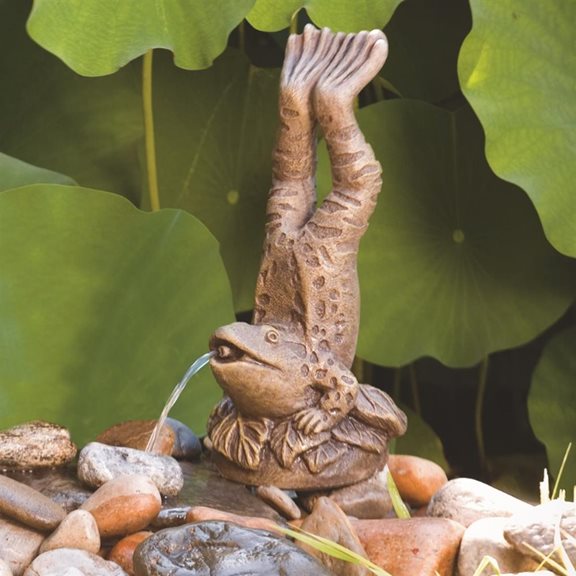 Handstanding Frog Cast Stone Garden Pond Spitter