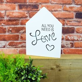 'All You Need Is Love' Lit White Wooden Sign (Battery Powered)