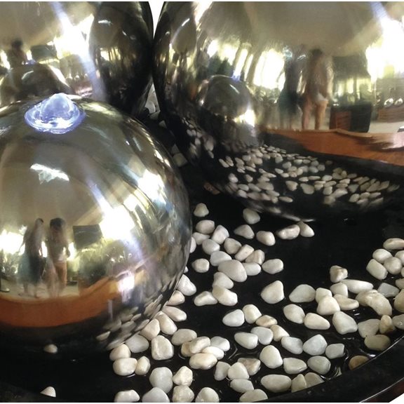 additional image for Chennai Triple Stainless Steel Sphere LED Lit Water Feature