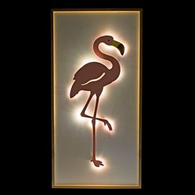 LED Lit Metal Indoor Flamingo Wall Art Battery Powered