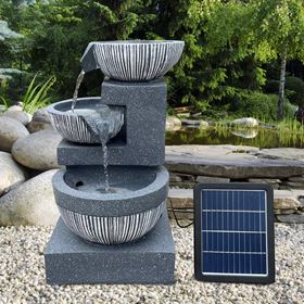 Three Pouring Bowls Cascading Solar Powered Water Feature