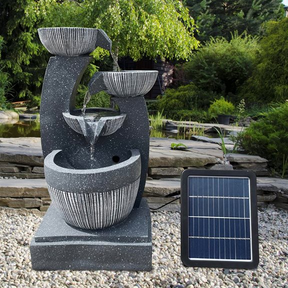 Four Pouring Bowls Cascading Solar Powered Water Feature