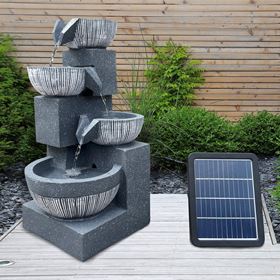 Four Tiered Cascading Basin Solar Water Feature
