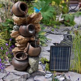 Traditional Pouring Jugs Solar Powered Water Feature Four Tiered