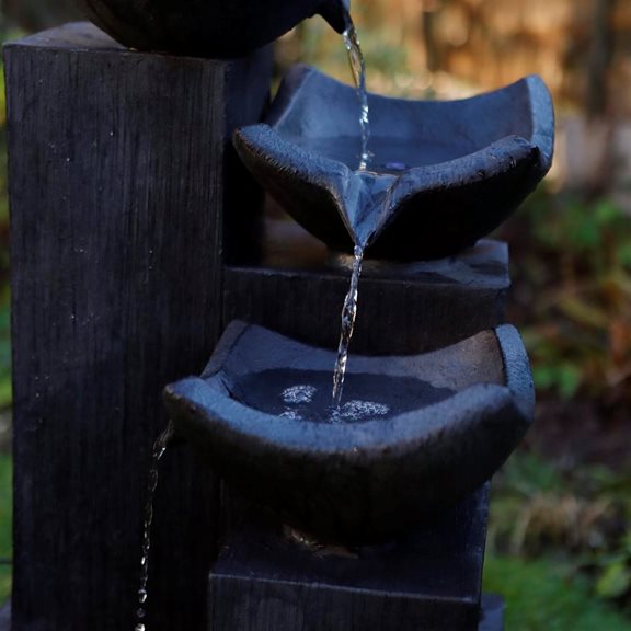 additional image for Slate Solar Cascading Water Feature with Battery Back Up and LED Lights