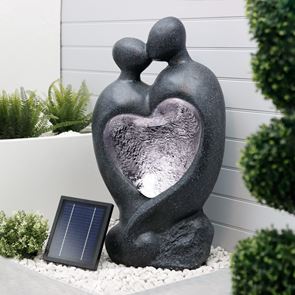 Tidal Carved Lovers Solar Water Feature with LED Lights