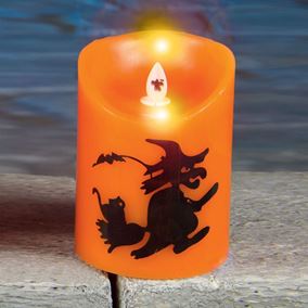 Small Dancing Halloween Flame Candle With Witch Design