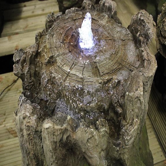 additional image for Tree Trunk Section Bubbling Water Feature with LED Lights