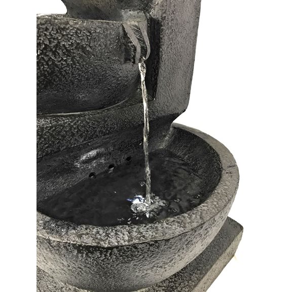 additional image for Solar Powered Charcoal Fountain Water Feature with LED Lights
