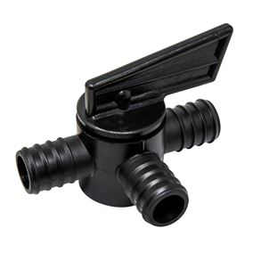25mm Inline 3 Way Pond Hose Flow Control Tap Plastic Barbed Flexi Pipe Fitting