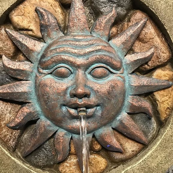 additional image for Brick Effect Sun Face Water Feature with LED Lights