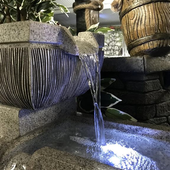 additional image for 4 Bowl Textured Granite Water Feature with LED Lights