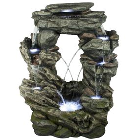 Connecticut Rock Falls Water Feature with LED Lights