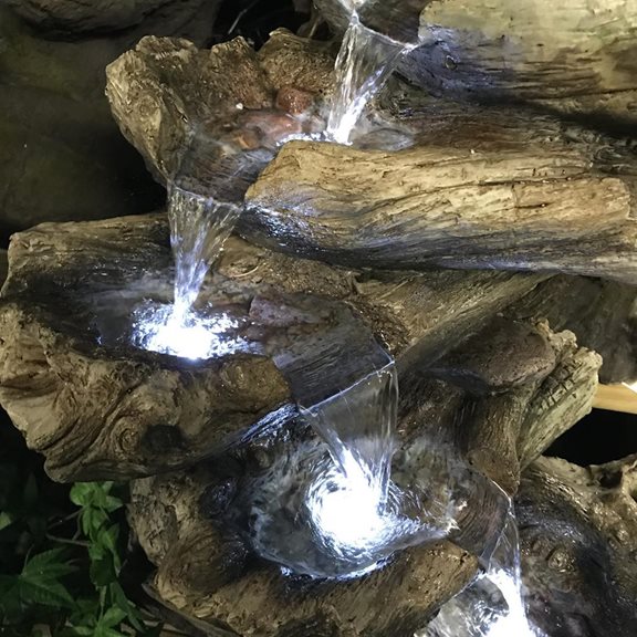 additional image for 4 Fall Driftwood Water Feature with LED Lights