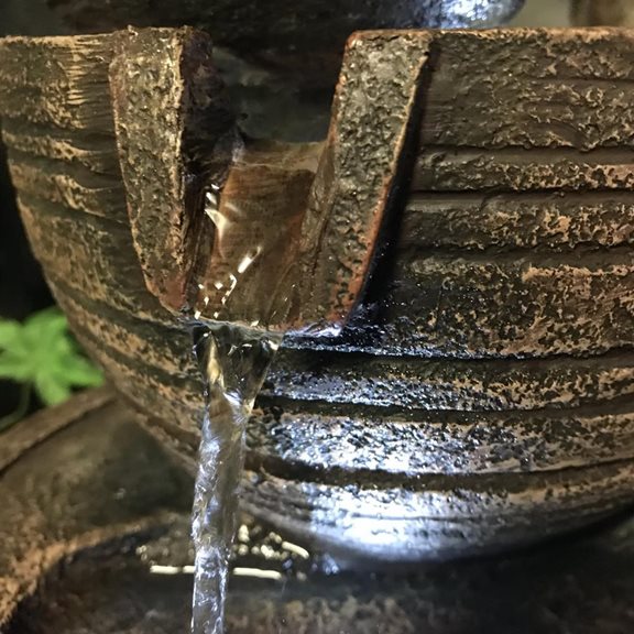 additional image for Pouring Brown Bowls Water Feature with LED Light