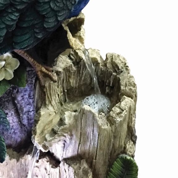 additional image for Peacock on Tree Trunk Lit Water Feature