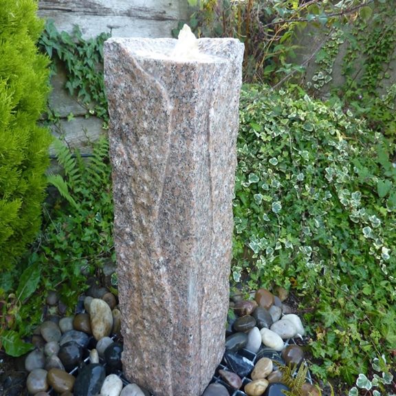 additional image for 65cm Rustic Pink Juro Granite Column Fountain Water Feature Kit