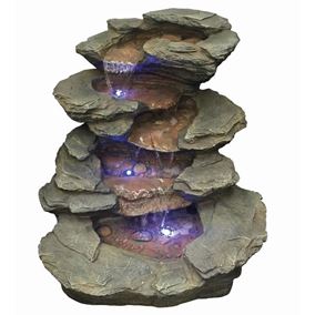 Seattle Slate River Falls Lit Water Feature with LED Lights