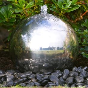 Tidal 30cm Sphere Stainless Steel Water Feature with LED Lights