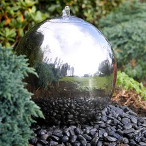 50cm Sphere Stainless Steel Water Feature with LED Lights