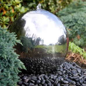 Tidal 50cm Sphere Stainless Steel Water Feature with LED Lights