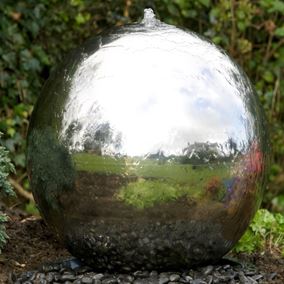 75cm Sphere Stainless Steel Water Feature with LED Lights
