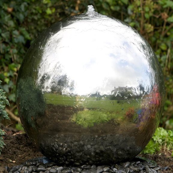 60cm Solar Powered Stainless Steel Sphere Water Feature