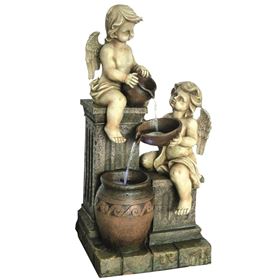 Two Angels with Spilling Urns Water Feature