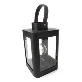 Black Metal Lantern Light with Retro Bulb and Warm White Micro LED's