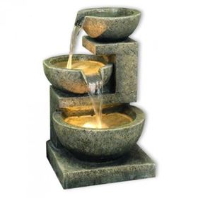 Kyoto Three Bowl Cascade Water Feature with LED Lights