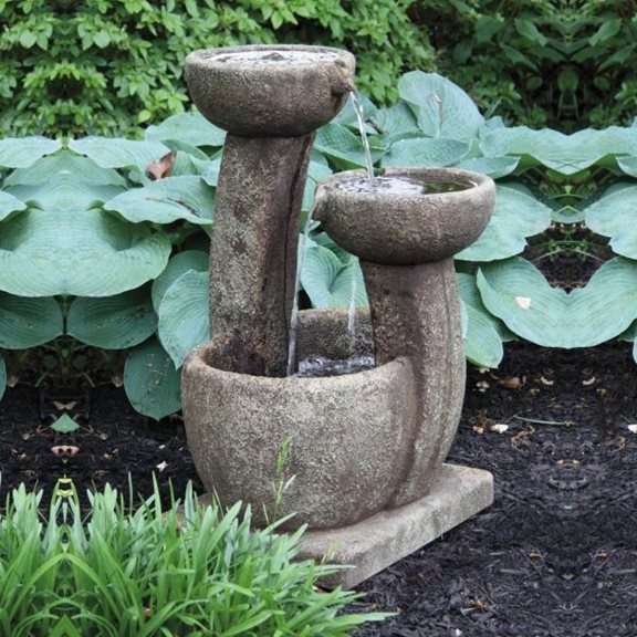 additional image for Graceful Dish Fountain Cast Stone Water Feature