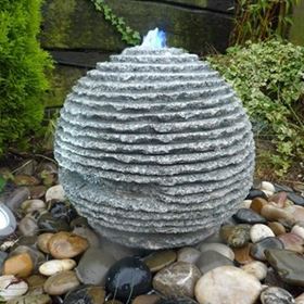 40cm Rustic Grey Limestone Sphere Water Feature Kit